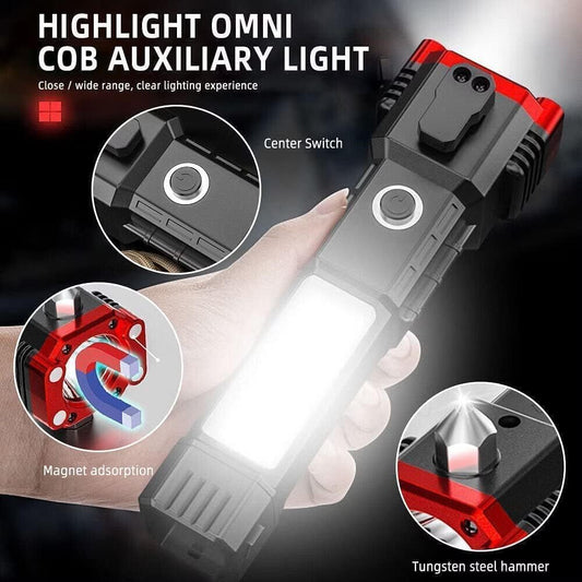 Rechargeable Torch Flashlight,Long Distance Beam Range Car Rescue Torch