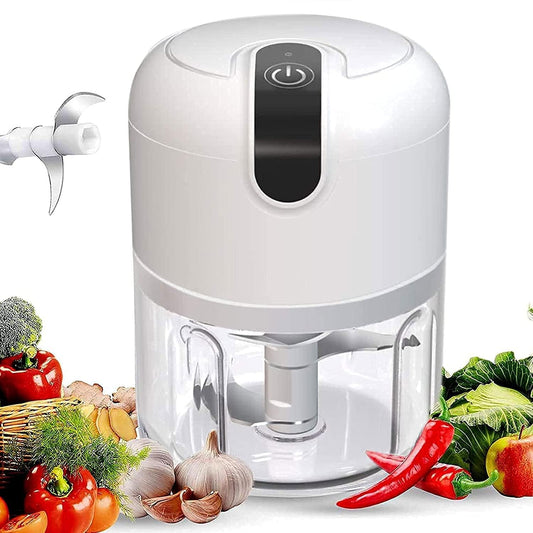 Rechargeable Chopper for Kitchen Use with Stainless Steel Blades, One-Touch Operation.